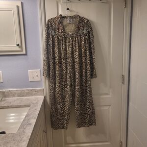 Leopard Print Pyjama Set Lepord Print Brown‎